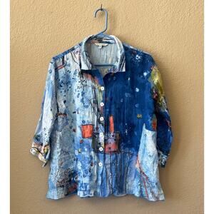 John Mark abstract patterned 3/4 sleeve blouse size PM